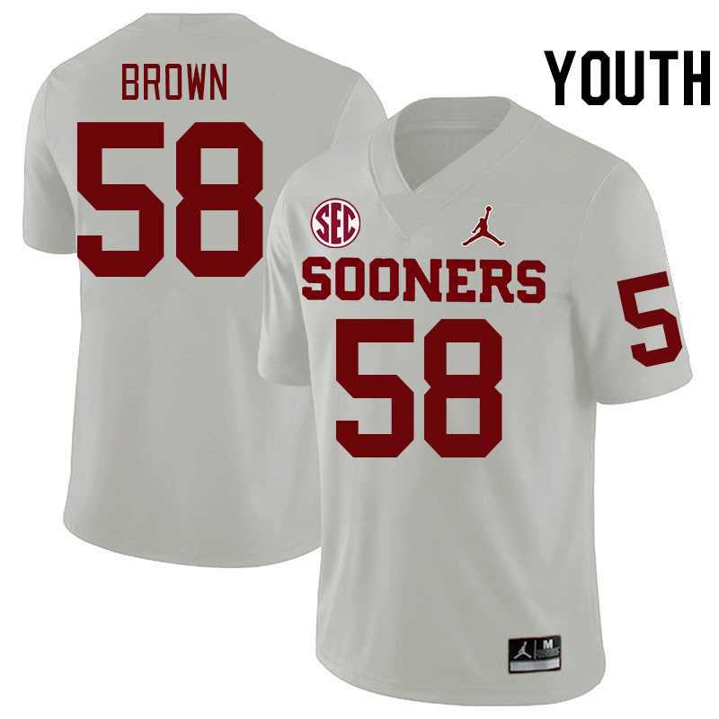 Youth #58 Spencer Brown Oklahoma Sooners 2024 SEC Conference College Football Jerseys-White